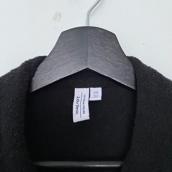 & Other Stories Terry Cloth Black Button Front Swim Coverup Mini Dress - Picture 4 of 5